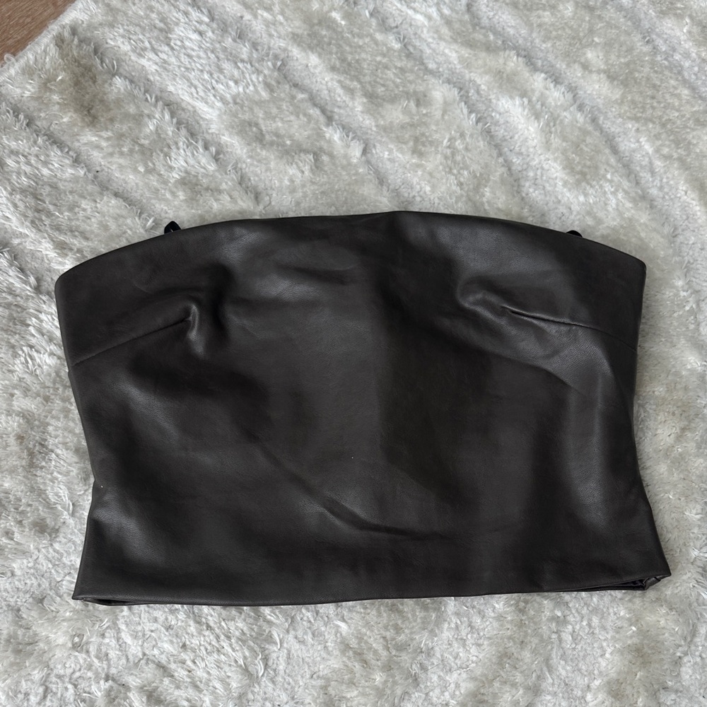 Aritizia BABATON Brown Leather Strapless Top